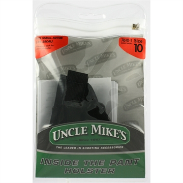 Picture of Uncle Mike's Inside The Pants Holster IWB Size 10 Black Suede Like Belt Clip Fits 22-25 Cal Small Autos Right Hand 76101