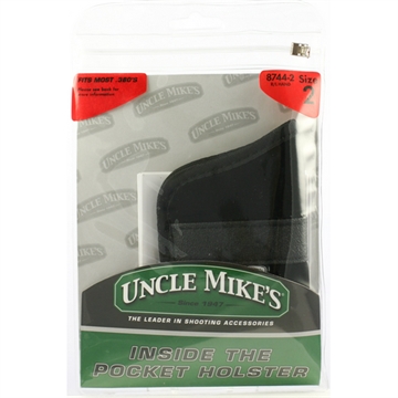 Picture of Uncle Mike's Inside The Pocket Holster IWB Size 02 Black Suede Like Pocket Fits Small .380 Autos Right Hand 87442