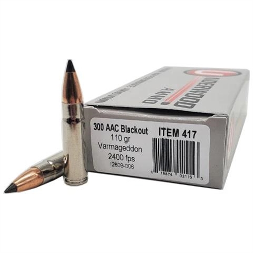 Picture of Underwood Ammo Varmageddon Rifle Ammunition 300 Blackout 110gr PT 2400 fps 20/ct 417