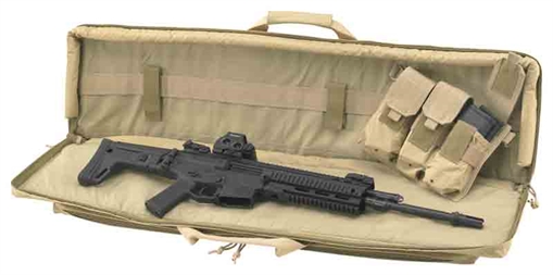 Picture of US PeaceKeeper RAT Case Water Resistant Tan 600D Polyester w/ Padding Adjustable Straps Air Vents & Front Pocket w/ Triple Mag Pouch P40036