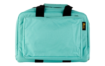 Picture of US PeaceKeeper Mini Range Bag Water Resistant Robin's Egg Blue 600D Polyester with 8 Mag Pockets, Lockable Zippers & Wraparound Handles 12.75" L x 8.75" H x 3" D Exterior Dimensions P21102