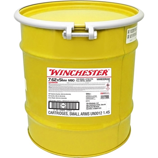 Picture of Winchester 7.62X51 NATO 149GR FULL METAL JACKET 7,500/DRUM WM80DRUMY