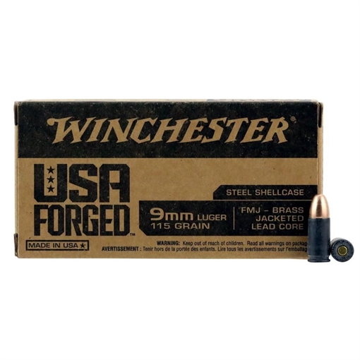 Picture of USA Forged- Steel Case Handgun Ammunition 9mm Luger 115 gr. FMJ 1190 fps 500/ct Boxed WIN9SVCASE
