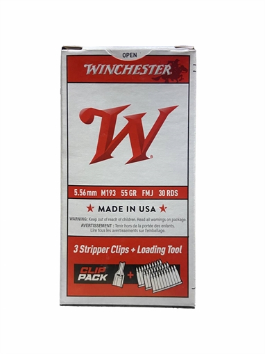 Picture of WINCHESTER LC M193 AMO 5.56 NATO 55GR FMJ W/STRIPPER CLIPS 30RD (20 BOX CASE) WM193CP