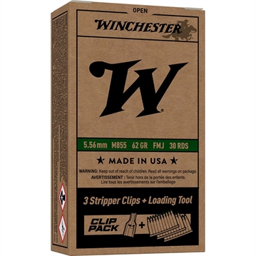 Picture of Winchester M855 5.56X45MM NATO 62GR FMJ 30/BOX WITH 3 STRIPPER CLIPS WM855CP