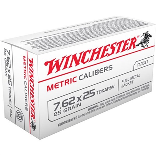 Picture of Winchester 7.62X25MM TOKAREV 85GR FULL METAL JACKET 50/BOX MC762TOK