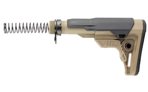 Picture of Leapers, Inc. - UTG UTG PRO, Mil-spec Stock Kit, Black Finish, Fits AR-15, Compact Size, Includes Cheek Rest Plus Removable Extended Cheek Rest Insert, Rubberized Butt Pad, Mil-spec Extension Tube, Buffer, Buffer Spring, Receiver End Plate and Castle Nut, Flat Dark Earth RBUS4DM