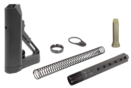 Picture of Leapers, Inc. - UTG Model 4 Combat Ops S1, Stock Kit, 6-Position Mil-Spec Stock Assembly, includes Extension Tube, Buffer, Buffer Spring, Tear-drop Ring and Castle Nut, Black Finish RBUS1BM