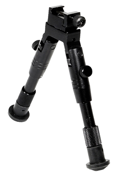 Picture of Leapers, Inc. - UTG Shooter's SWAT Bipod, Fits Picatinny Rail or Swivel Stud, 6.2" - 6.7", Tactical Low Profile with Adjustable Height, Black TL-BP28S TLBP28S