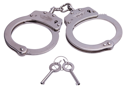 Picture of Caliber Gourmet Uzi Handcuffs, Chain Connection, Double Locking, Silver, Includes 2 Keys UZI-HC-C-S UZIHCCS