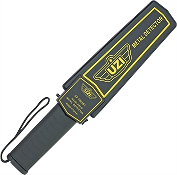 Picture of Uzi Accessories Handheld Metal Detector Black/Yellow High-Impact Plastic Features LED Light UZIHHSC1