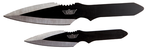 Picture of Uzi Accessories Throwing Knives Fixed Spear Point Plain Black Stainless Steel Blade Black Stainless Steel Handle Includes UZKTRW002