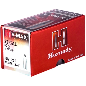 Picture of Hornady V-MAX .22 CAL. (0.224'') 50GR POLYMER TIP BOAT TAIL 250/BOX 22616