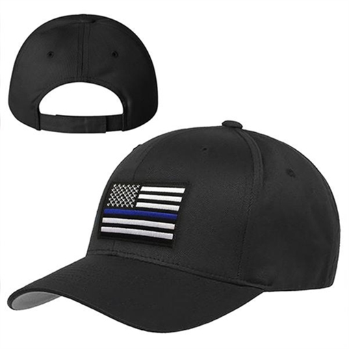 Picture of Thin Blue Line Velcro Hat - Thin Blue Line American Flag, Black HAT-TBLAM-VELCRO-BLACK