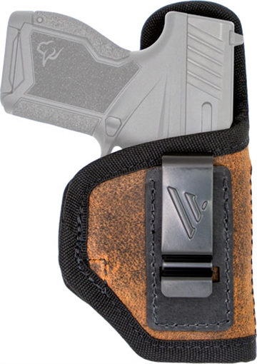 Picture of Versacarry Delta Carry, Inside Waistband Holster, Fits CZ 2075 RAMI, Diamondback DB9, Glock 42/43/48, S&W Shield/Shield Plus and Shield EZ, Springfield XDs, Taurus GX4 and Similar Size Pistols, Leather, Brown, Right Hand DC2113