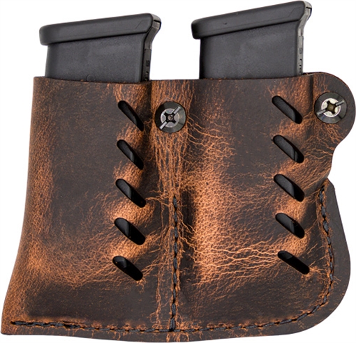 Picture of VERSACARRY LEATHER DBL MAGAZINE PCH SINGLE STACK DISTRESS BROWN 72221