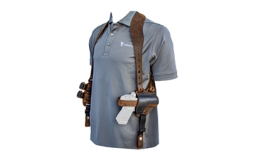 Picture of Versacarry Shoulder Holster Deluxe, Fits Full Size Pistols, Leather and Kydex, Distressed Brown, Right Hand SH21