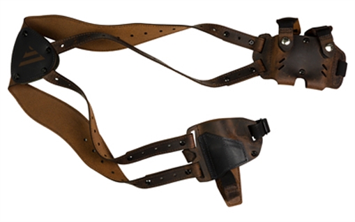 Picture of Versacarry Shoulder Holster Deluxe, Fits Beretta Nano, Bersa Thunder, CZ 2075 RAMI, Diamondback DB9, Glock 42/43/48, S&W Shield/Shield Plus and Shield EZ, Springfield XDs, Taurus GX4 and Similar Size Pistols, Leather and Kydex, Distressed Brown, Right Hand SH23