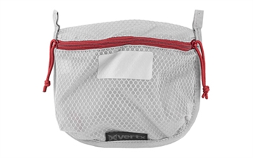 Picture of Vertx Overflow Pouch Medium Size made of White Nylon with Mesh & Red Accents, YKK Zipper & Durable Hook Back Panel 5" W x 7.25" H Dimensions VTX5200AGYNA
