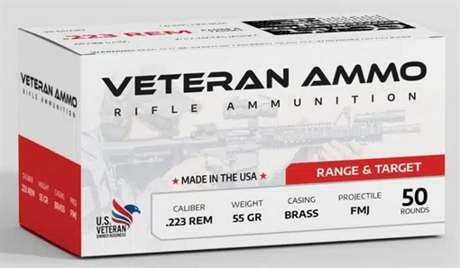 Picture of VETERAN AMMO AMMO 5.56 55GR FMJ 50/20 HMBX55655FMJ50