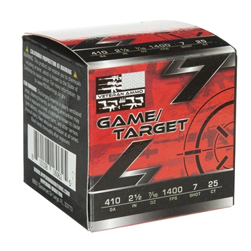 Picture of Veteran Ammo Game & Target Load 410 ga. 2.5 in. 7/16 oz. 1400 FPS 7 Shot 25 rd. VETSS-410G-7-7/16OZ