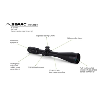 Picture of Viridian Serac Rifle Scope 6-24x50 30mm SFP Etched VFD-2 Black 981-0008