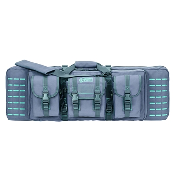 Picture of VOODOO TACTICAL 36" PADDED WEAPONS CASE WITH DIE CUT MOLLE (GRAY WITH TEAL STITCHING) 15-7617161000