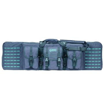 Picture of VOODOO TACTICAL 42" PADDED WEAPONS CASE WITH DIE CUT MOLLE (GRAY WITH TEAL) 15-7619161000