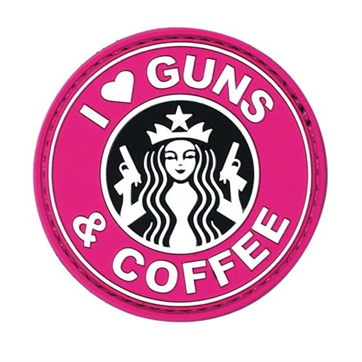 Picture of VOODOO TACTICAL I LOVE GUNS & COFFEE - RUBBER PATCH - (PINK) 07-0915000000