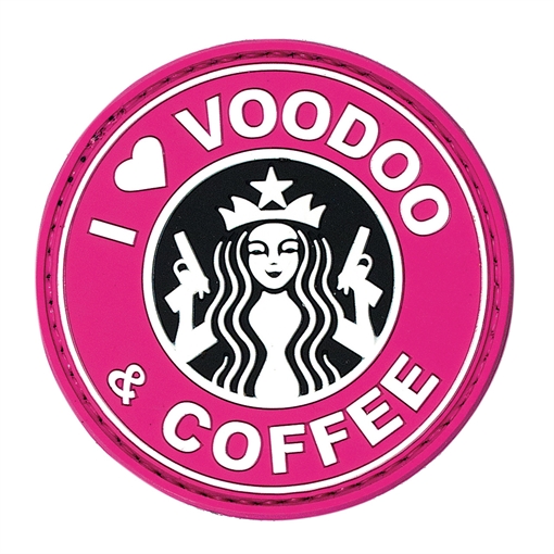 Picture of VOODOO TACTICAL I LOVE VOODOO & COFFEE - RUBBER PATCH - (PINK) 07-0901000000