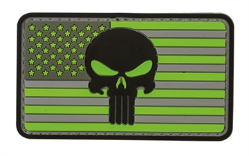Picture of VOODOO TACTICAL PUNISHER FLAG RUBBER PATCH- (HI-VIZ GREEN & GRAY) 07-0813000000