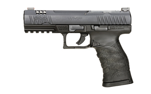 Picture of Walther WMP, Semi-automatic, Double Action Only, Polymer Frame Pistol, 22 Winchester Magnum, 4.5" Barrel, Matte Finish, Black, 3 Dot Adjustable Sights, Optics Ready, 15 Rounds, 2 Magazines, Includes 3 Optic Plates 5220300