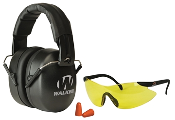 Picture of Walker's EXT Range Shooting Muff Combo Kit Includes Foam Ear Plugs, 31 db Over the Head Shooting Muff, Sport Glasses w/Polycarbonate Lens GWPFM3GFP