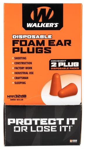 Picture of Walker's Foam Ear Plugs Counter Display Disposable 32 dB Orange 100 Pair (200 Count) GWPFOAMPLUG