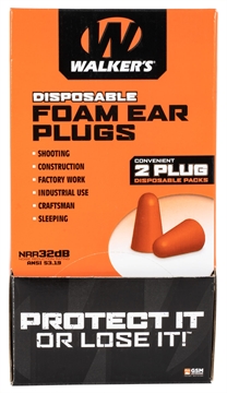 Picture of Walker's Foam Ear Plugs Counter Display Disposable 32 dB Orange 100 Pair (200 Count) GWPFOAMPLUG