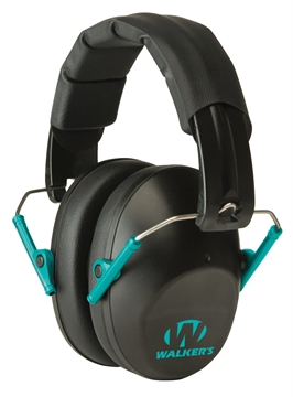 Picture of Walker's Pro Low Profile Passive Muff 22 dB Over the Head Black/Teal Accent Polymer GWPFPM1BKTL