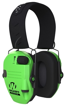 Picture of Walker's Razor Slim Electronic Muff 23 dB Over the Head Hi-Viz Green/Black Polymer GWPRSEMHVG