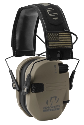 Picture of Walker's GWPRSEMPAT Razor Patriot Slim Muff 23 dB Over the Head Flat Dark Earth/Black Polymer GWPRSEMPAT GWP-RSEMPAT-FDE