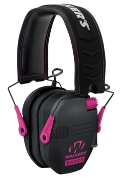 Picture of Walker's Razor Slim Electronic Muff 23 dB Over the Head Black Polymer w/Pink Accents GWPRSEMPNK