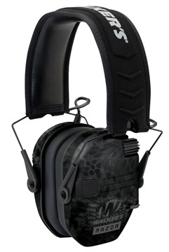 Picture of Walker's Razor Slim Electronic Muff 23 dB,Over the Head, Typhoon Camo/Black Polymer GWPRSEMYP