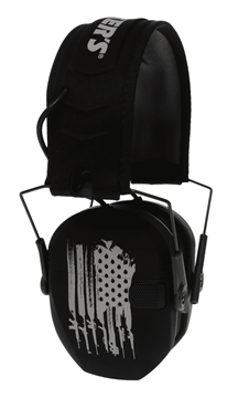 Picture of Walker's Razor, Freedom Slim Electronic Earmuff, US Flag Logo, Two Hi-Gain Omnidirectional Microphones, Low Noise/Frequency Tuned for Natural Sound Clarity, Hi-Def Sound Output w/ Audio Input Jack GWP-RSEMFS-FLG WPRSEMFSFLG