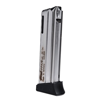 Picture of Walther PPK/S Handgun Magazine w/Finger Rest Steel Nickel Plated .22 LR 10/rd 503600