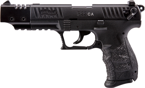 Picture of Walther Arms P22 Target *CA Compliant 22 LR Caliber with 5" Barrel, 10+1 Capacity, Black Finish Picatinny Rail Frame, Serrated Matte Black Tenifer Steel Slide & Interchangeable Backstrap Grip 5120334