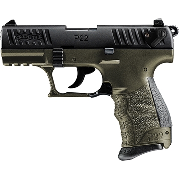 Picture of Walther Arms P22 Q Military 22 LR 10+1 3.42" Steel/Threaded Barrel, Matte Black Tenifer Serrated/Steel Slide, OD Green Polymer Frame w/Picatinny Rail, Black Interchangeable Backstrap Grips 5120715