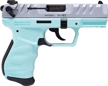 Picture of Walther PD380, Double Action/Single Action, Hammer Fired, Semi-Automatic, Polymer Frame Pistol, Compact, 380 ACP, 3.7" Barrel, Matte Finish, Angel Blue, Manual Safety, 9 Rounds, 1 Magazine 5050525
