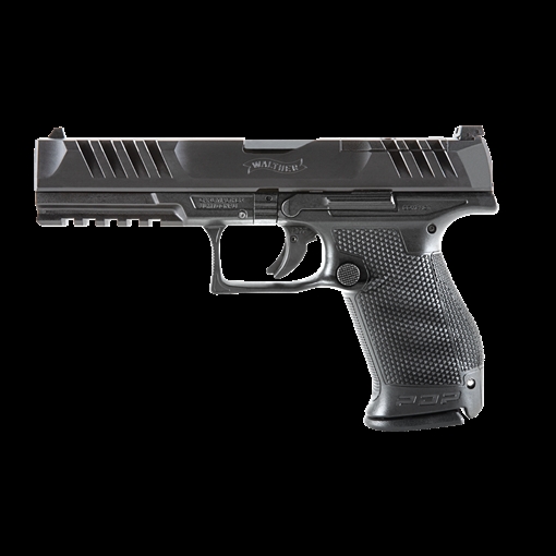 Picture of Walther Arms PDP Compact Frame 9mm Luger 15+1 5" Black Steel Barrel, Black Optic Ready/Serrated Steel Slide, Black Polymer Frame w/Picatinny Rail, Textured Polymer Grip, Ambidextrous 2844222