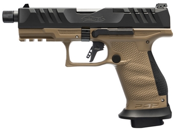 Picture of Walther PDP Pro, Striker Fired, Semi-automatic, Polymer Frame Pistol, Compact, 9MM, 4.6" Threaded Barrel, Matte Finish, Black Slide, Flat Dark Earth Frame, Adjustable Rear Sight, Optics Ready, 18 Rounds, 3 Magazines 2877520