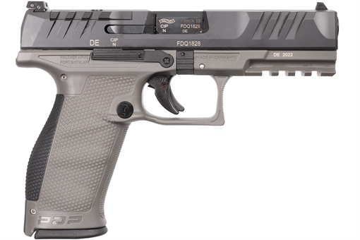 Picture of Walther Arms PDP 9mm Luger 18+1 4.50" Black Polygonal Rifled Barrel, Black Optic Ready/Serrated Slide, Gray Polymer Frame w/Picatinny Rail, Black Performance Duty Texture Grips, Ambidextrous 2858371