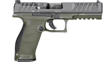 Picture of Walther PDP, Striker Fired, Semi-automatic, Polymer Frame Pistol, Full Size, 9MM, 5" Barrel, Black Slide/Green Frame, Adjustable Rear Sight, Optics Ready, 18 Rounds 2858398