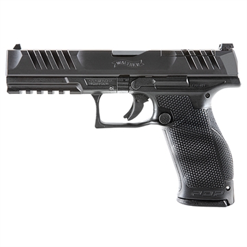 Picture of Walther Arms PDP Optic Ready 9mm Luger Caliber with 5" Barrel, 10+1 Capacity, Black Finish Picatinny Rail Frame, Serrated/Optic Cut Black Steel Slide & Performance Duty Textured Polymer Grip 2858134